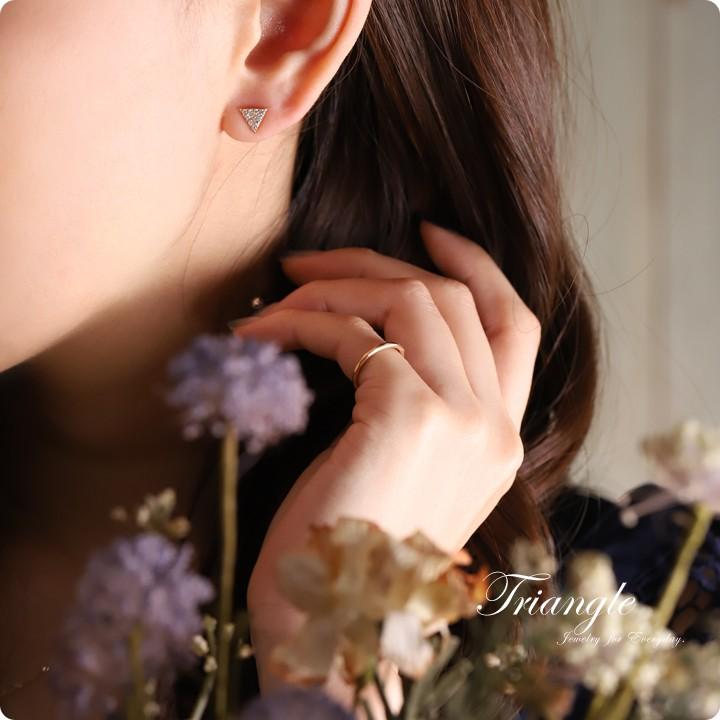 【土日限定2000円OFFクーポン有】 18金 ピアス k18 18金ピアス 18k トライアングル 三角形 ダイヤ k18ピアス レディース ピアス18金 18kピアス 両耳 | DEVAS | 07