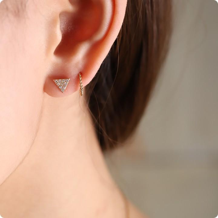 【土日限定2000円OFFクーポン有】 18金 ピアス k18 18金ピアス 18k トライアングル 三角形 ダイヤ k18ピアス レディース ピアス18金 18kピアス 両耳 | DEVAS | 08