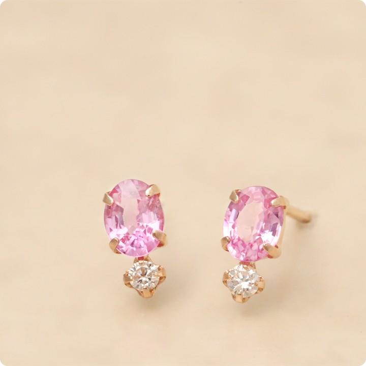 18金 ピアス k18 ピンクゴールド 18金ピアス 18k ピンクサファイア ダイヤモンド シンプル k18ピアス レディース ピアス18金 地金18kピアス 小さめ つけっぱなし | DEVAS | 02