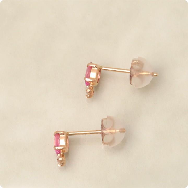 18金 ピアス k18 ピンクゴールド 18金ピアス 18k ピンクサファイア ダイヤモンド シンプル k18ピアス レディース ピアス18金 地金18kピアス 小さめ つけっぱなし | DEVAS | 03