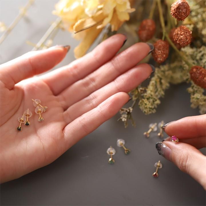 18金 ピアス k18 18金ピアス 18k ダイヤモンド サファイア ルビー エメラルド シンプル k18ピアス レディース ピアス18金 地金 ゴールド 18kピアス 小さめ 両耳 | DEVAS | 17