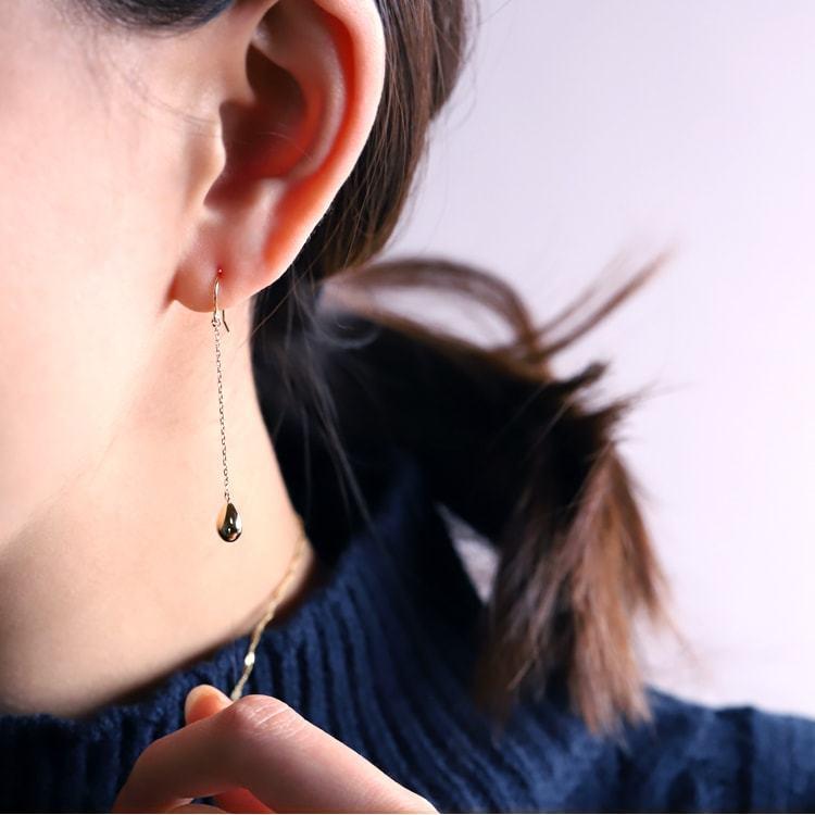 【土日限定1500円OFFクーポン有】 18金 ピアス k18 18金ピアス 18k ティアドロップ 雫 フックピアス k18ピアス レディース ピアス18金 18kピアス 両耳 | DEVAS | 03
