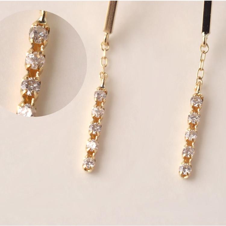 K18WG 天然 ダイヤモンド ピアス テーパー デイジー 18金 K18WG 天然 ダイヤモンド ピアス テーパー デイジー 18金 K18
