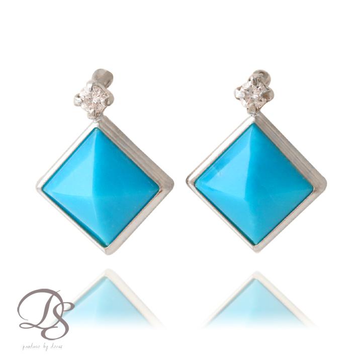 【土日限定1500円OFFクーポン有】 18金 ピアス k18 18金ピアス 18k ターコイズ ダイヤモンド k18ピアス レディース ピアス18金 18kピアス 両耳 | DEVAS | 10