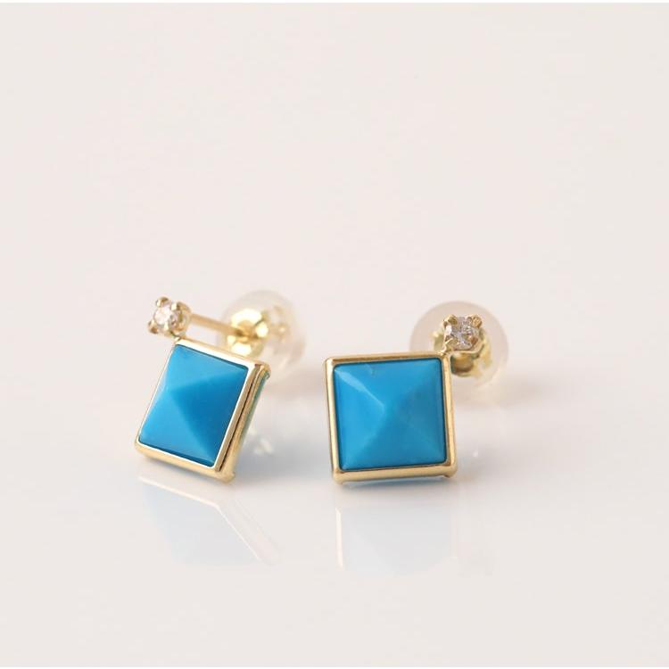 【土日限定1500円OFFクーポン有】 18金 ピアス k18 18金ピアス 18k ターコイズ ダイヤモンド k18ピアス レディース ピアス18金 18kピアス 両耳 | DEVAS | 02