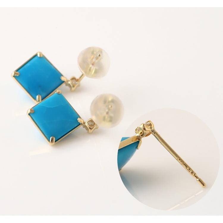 【土日限定1500円OFFクーポン有】 18金 ピアス k18 18金ピアス 18k ターコイズ ダイヤモンド k18ピアス レディース ピアス18金 18kピアス 両耳 | DEVAS | 05