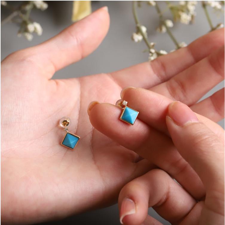 【土日限定1500円OFFクーポン有】 18金 ピアス k18 18金ピアス 18k ターコイズ ダイヤモンド k18ピアス レディース ピアス18金 18kピアス 両耳 | DEVAS | 08