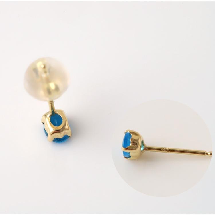 18金 ピアス k18 18金ピアス 18k  インディゴブルー アパタイト シンプル k18ピアス レディース ピアス18金 地金 ゴールド 18kピアス 小さめ つけっぱなし 両耳 | DEVAS | 05