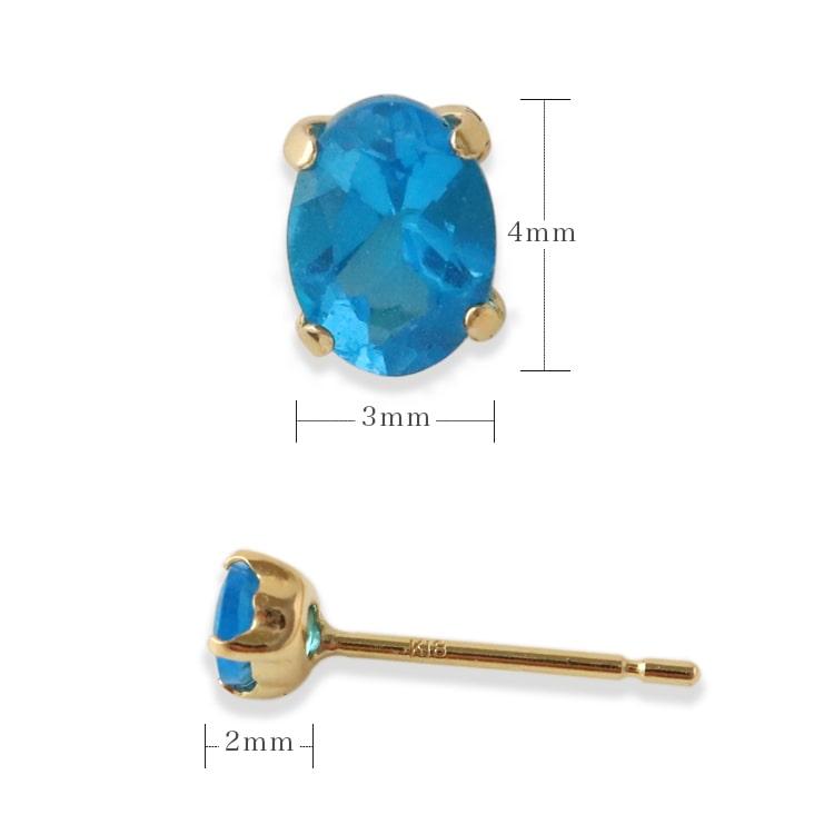 18金 ピアス k18 18金ピアス 18k  インディゴブルー アパタイト シンプル k18ピアス レディース ピアス18金 地金 ゴールド 18kピアス 小さめ つけっぱなし 両耳 | DEVAS | 06