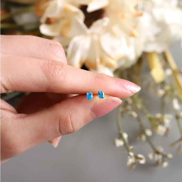 18金 ピアス k18 18金ピアス 18k  インディゴブルー アパタイト シンプル k18ピアス レディース ピアス18金 地金 ゴールド 18kピアス 小さめ つけっぱなし 両耳 | DEVAS | 08