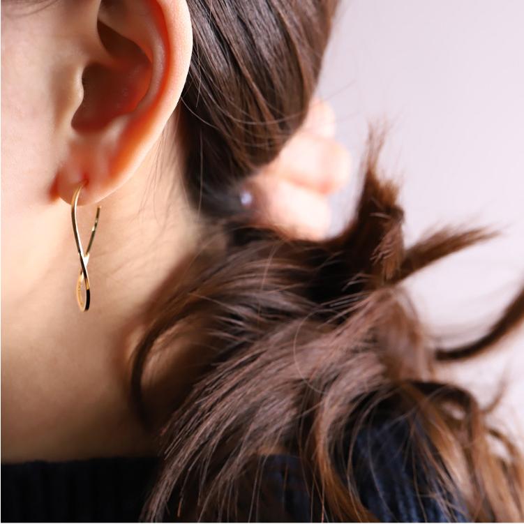 【土日限定3500円OFFクーポン有】 フープピアス 18k ピアス 18金 フープ k18 18金ピアス ひねり k18ピアス レディース ピアス18金 両耳 プラチナ ピンク | DEVAS | 07