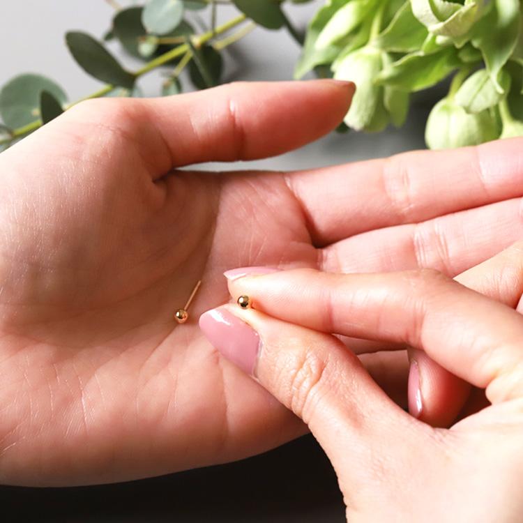 日曜200円OFFクーポン有▼ 18金 ピアス k18 18金ピアス 18k 丸玉 ボール 光沢 3mm シンプル k18ピアス レディース 地金 ゴールド 18kピアス 小さめ 両耳 セット | DEVAS | 11