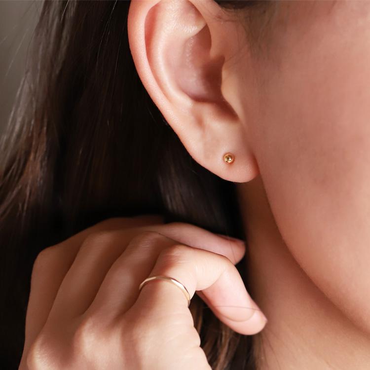 日曜200円OFFクーポン有▼ 18金 ピアス k18 18金ピアス 18k 丸玉 ボール 光沢 3mm シンプル k18ピアス レディース 地金 ゴールド 18kピアス 小さめ 両耳 セット | DEVAS | 03