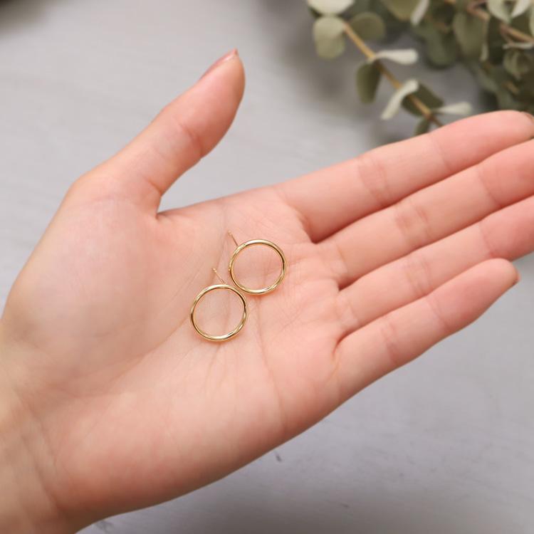 【土日限定2000円OFFクーポン有】 18金 ピアス k18 18金ピアス 18k サークル スタッド k18ピアス レディース ピアス18金 つけっぱなし 両耳 セット | DEVAS | 10