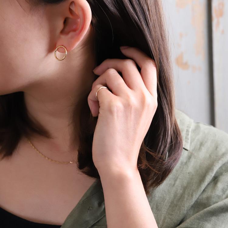 【土日限定2000円OFFクーポン有】 18金 ピアス k18 18金ピアス 18k サークル スタッド k18ピアス レディース ピアス18金 つけっぱなし 両耳 セット | DEVAS | 02