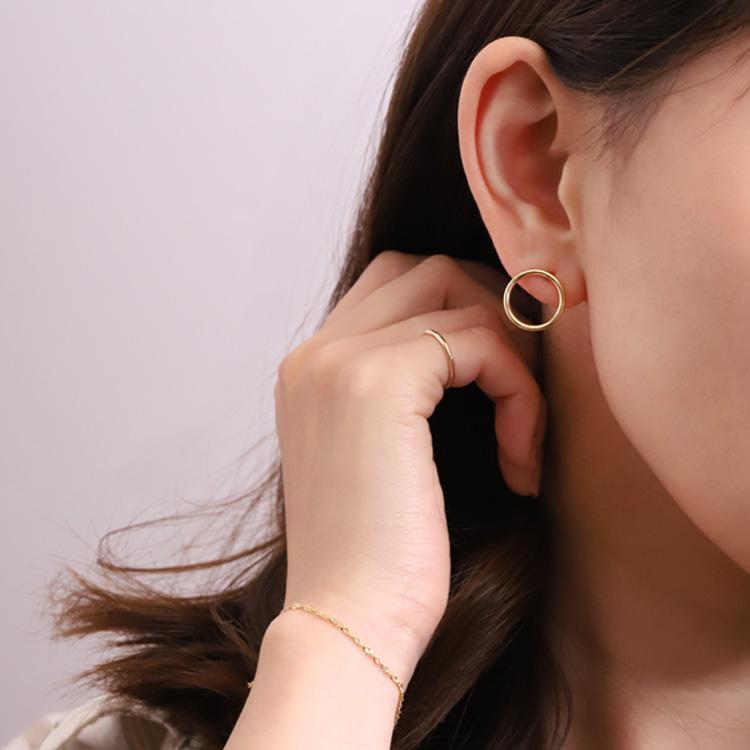 【土日限定2000円OFFクーポン有】 18金 ピアス k18 18金ピアス 18k サークル スタッド k18ピアス レディース ピアス18金 つけっぱなし 両耳 セット | DEVAS | 03