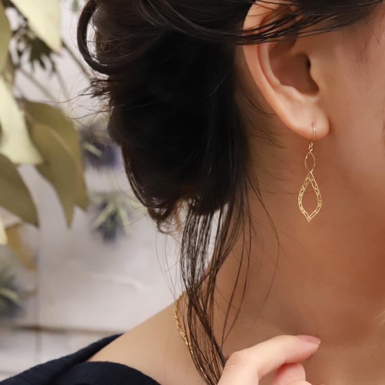 【土日限定1500円OFFクーポン有】 18金 ピアス k18 18金ピアス 18k フックピアス 揺れる 透かし リーフ k18ピアス ピアス18金 18kピアス 両耳 | DEVAS | 03