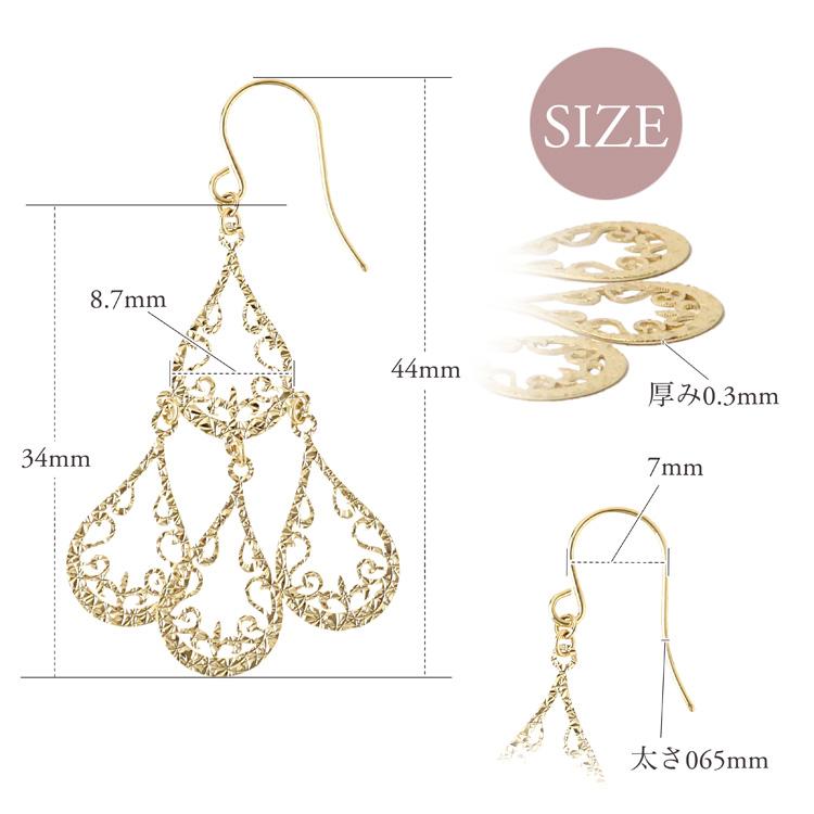 【土日限定2000円OFFクーポン有】 18金 ピアス k18 18金ピアス 18k フックピアス 揺れる フック 透かし リーフ k18ピアス レディース ピアス18金 両耳 | DEVAS | 08