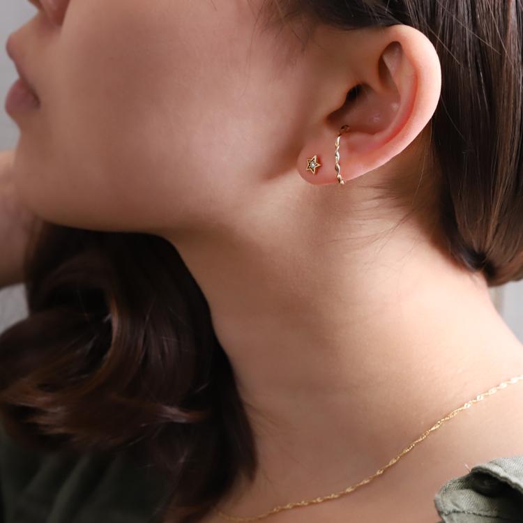 【土日限定2000円OFFクーポン有】 18金 ピアス k18 18金ピアス 18k 星 月 スター ハーフムーン ダイヤモンド k18ピアス レディース ピアス18金 両耳 | DEVAS | 14