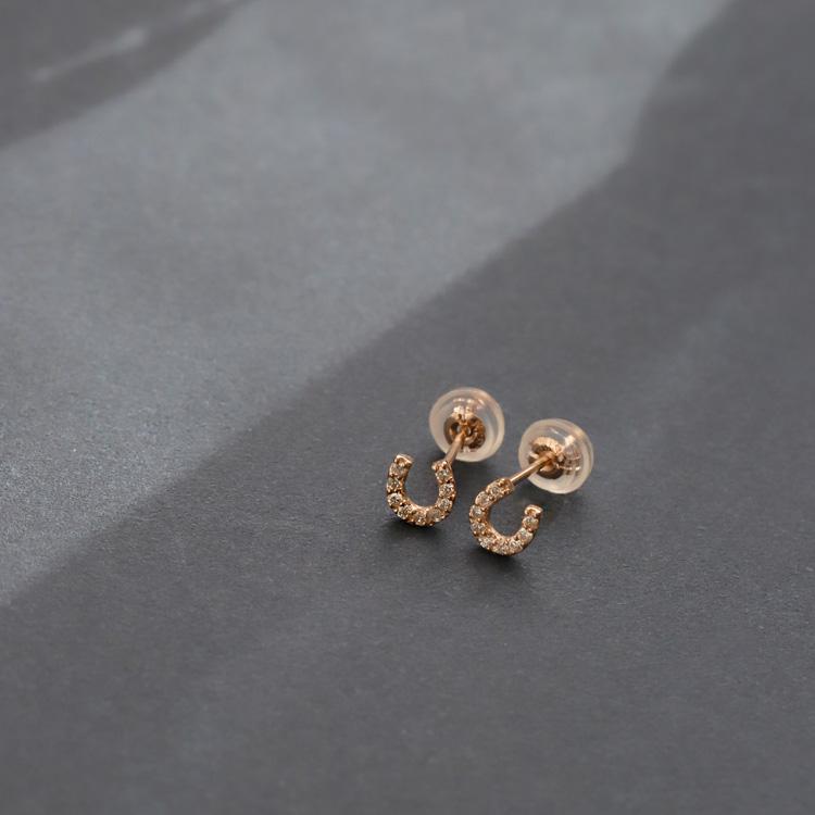 【土日限定2000円OFFクーポン有】 18金 ピアス k18 ピンクゴールド 18金ピアス 18k 馬蹄 ホースシュー k18ピアス レディース ピアス18金 両耳 セット | DEVAS | 01