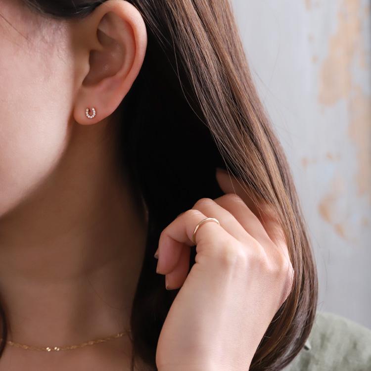【土日限定2000円OFFクーポン有】 18金 ピアス k18 ピンクゴールド 18金ピアス 18k 馬蹄 ホースシュー k18ピアス レディース ピアス18金 両耳 セット | DEVAS | 02