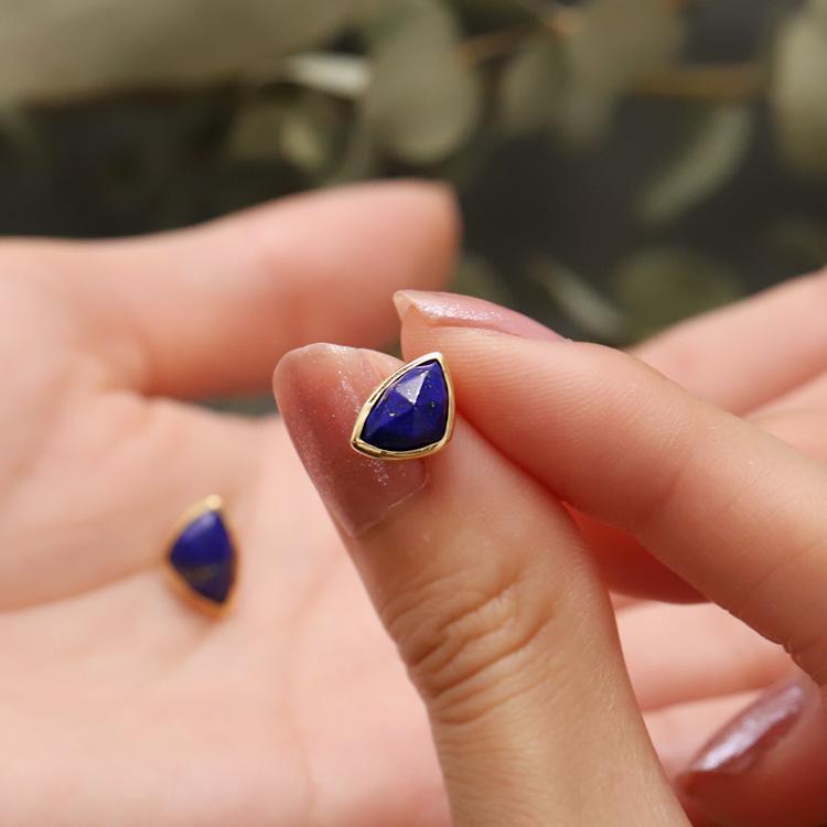 【土日限定2000円OFFクーポン有】 18金 ピアス k18 18金ピアス 18k ラピスラズリトリリアント ローズカット k18ピアス レディース ピアス18金 両耳 | DEVAS | 12