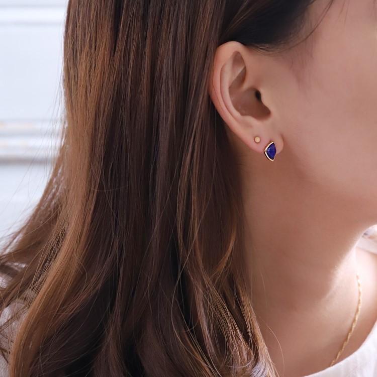【土日限定2000円OFFクーポン有】 18金 ピアス k18 18金ピアス 18k ラピスラズリトリリアント ローズカット k18ピアス レディース ピアス18金 両耳 | DEVAS | 13
