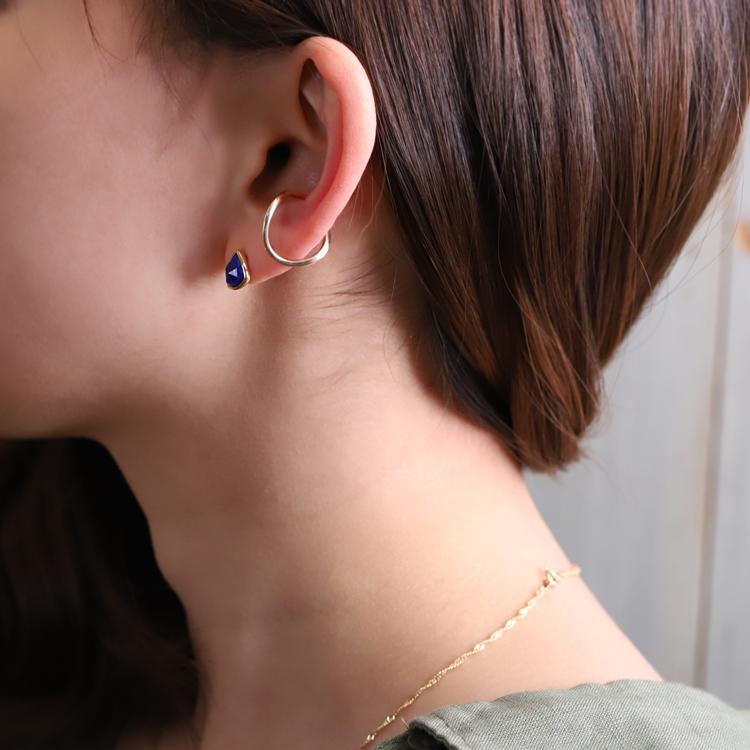 【土日限定2000円OFFクーポン有】 18金 ピアス k18 18金ピアス 18k ラピスラズリトリリアント ローズカット k18ピアス レディース ピアス18金 両耳 | DEVAS | 14