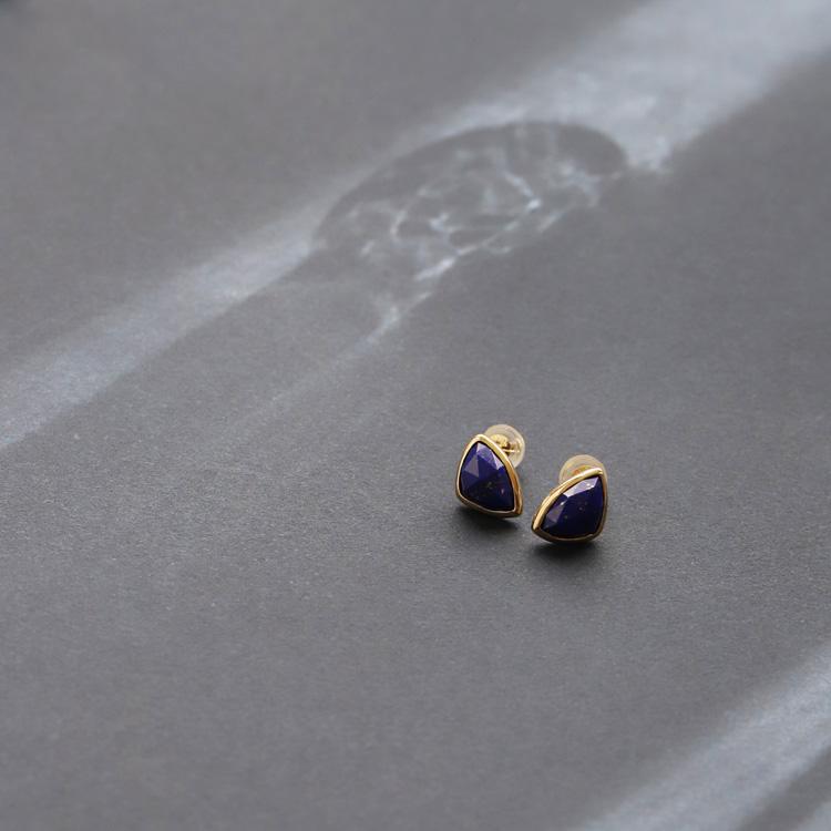 【土日限定2000円OFFクーポン有】 18金 ピアス k18 18金ピアス 18k ラピスラズリトリリアント ローズカット k18ピアス レディース ピアス18金 両耳 | DEVAS | 01