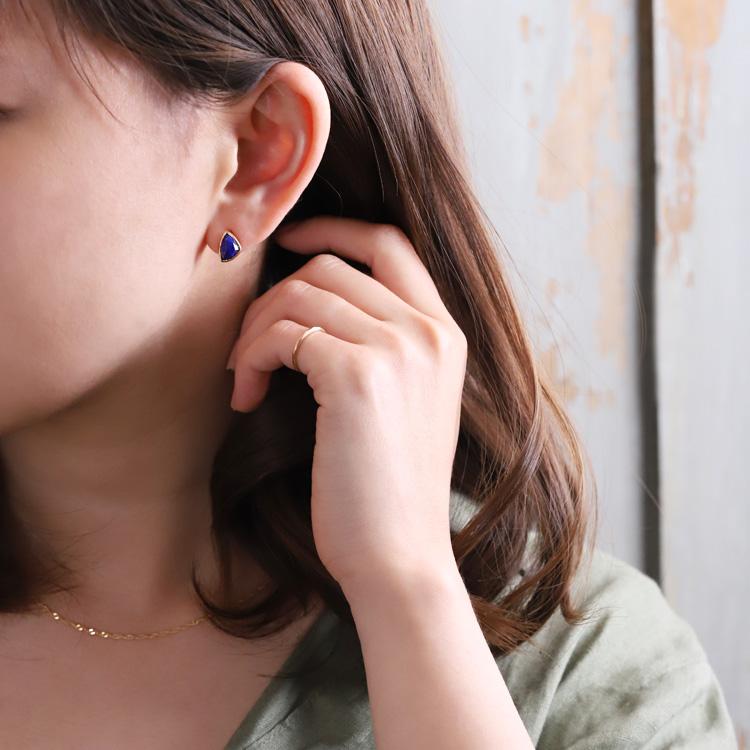【土日限定2000円OFFクーポン有】 18金 ピアス k18 18金ピアス 18k ラピスラズリトリリアント ローズカット k18ピアス レディース ピアス18金 両耳 | DEVAS | 02