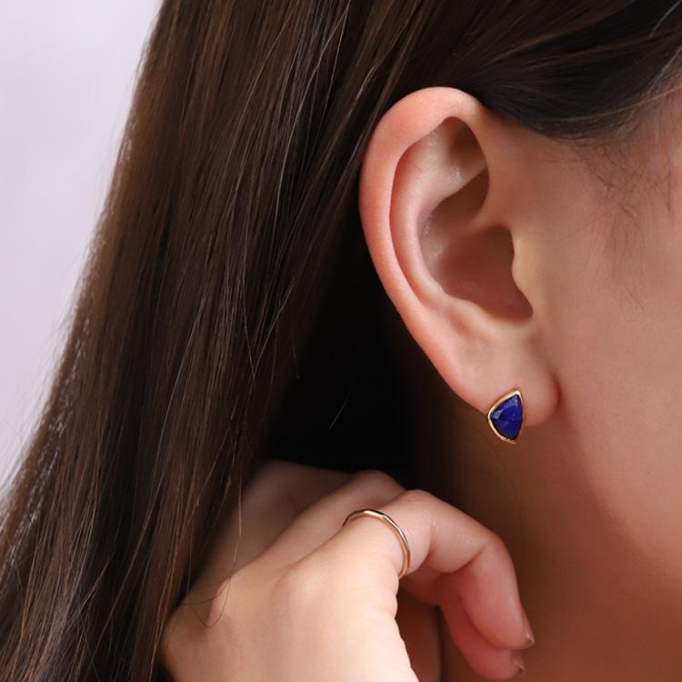 【土日限定2000円OFFクーポン有】 18金 ピアス k18 18金ピアス 18k ラピスラズリトリリアント ローズカット k18ピアス レディース ピアス18金 両耳 | DEVAS | 03