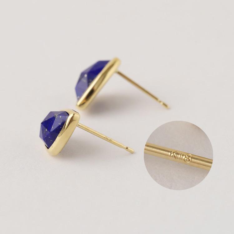【土日限定2000円OFFクーポン有】 18金 ピアス k18 18金ピアス 18k ラピスラズリトリリアント ローズカット k18ピアス レディース ピアス18金 両耳 | DEVAS | 07