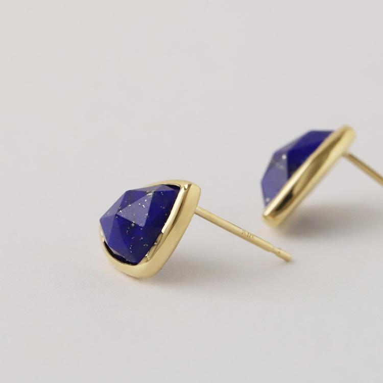 【土日限定2000円OFFクーポン有】 18金 ピアス k18 18金ピアス 18k ラピスラズリトリリアント ローズカット k18ピアス レディース ピアス18金 両耳 | DEVAS | 08