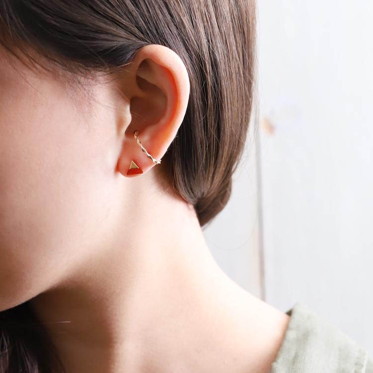 【土日限定1500円OFFクーポン有】  18金 ピアス k18 18金ピアス 18k レッドメノウ 天然石 トライアングル k18ピアス レディース ピアス18金 つけっぱなし | DEVAS | 14