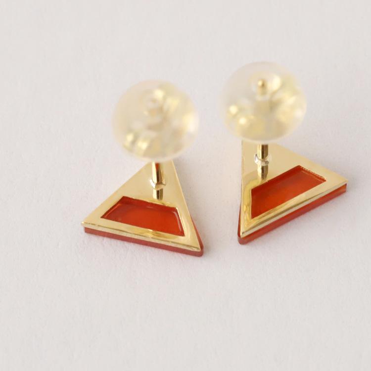 【土日限定1500円OFFクーポン有】  18金 ピアス k18 18金ピアス 18k レッドメノウ 天然石 トライアングル k18ピアス レディース ピアス18金 つけっぱなし | DEVAS | 06
