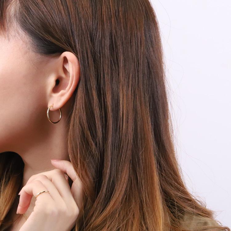 【土日限定1500円OFFクーポン有】 フープピアス 18k ピアス 18金 フープ k18 18金ピアス プレーン パイプ k18ピアス レディース ピアス18金 両耳 セット | DEVAS | 01
