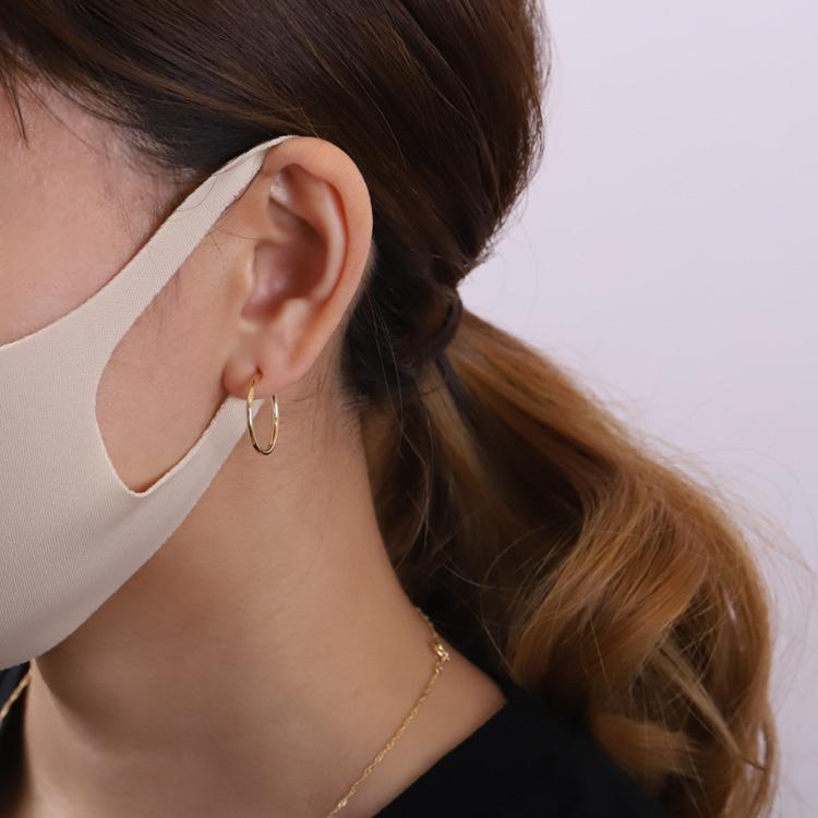【土日限定1500円OFFクーポン有】 フープピアス 18k ピアス 18金 フープ k18 18金ピアス プレーン パイプ k18ピアス レディース ピアス18金 両耳 セット | DEVAS | 04
