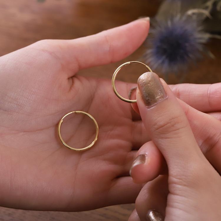 【土日限定1500円OFFクーポン有】 フープピアス 18k ピアス 18金 フープ k18 18金ピアス プレーン パイプ k18ピアス レディース ピアス18金 両耳 セット | DEVAS | 06