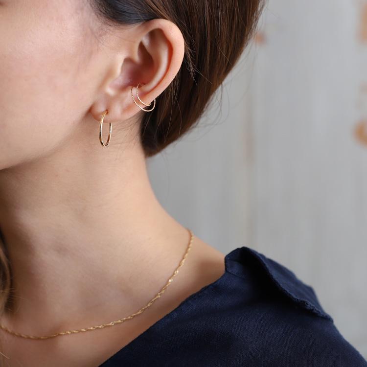 【土日限定1500円OFFクーポン有】 フープピアス 18k ピアス 18金 フープ k18 18金ピアス プレーン パイプ k18ピアス レディース ピアス18金 両耳 セット | DEVAS | 07