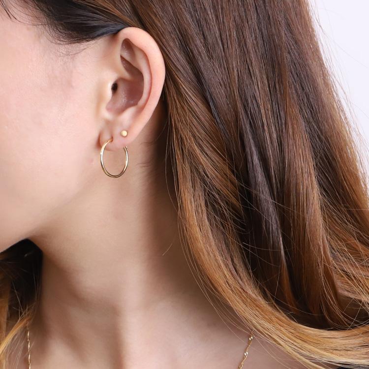 【土日限定1500円OFFクーポン有】 フープピアス 18k ピアス 18金 フープ k18 18金ピアス プレーン パイプ k18ピアス レディース ピアス18金 両耳 セット | DEVAS | 08