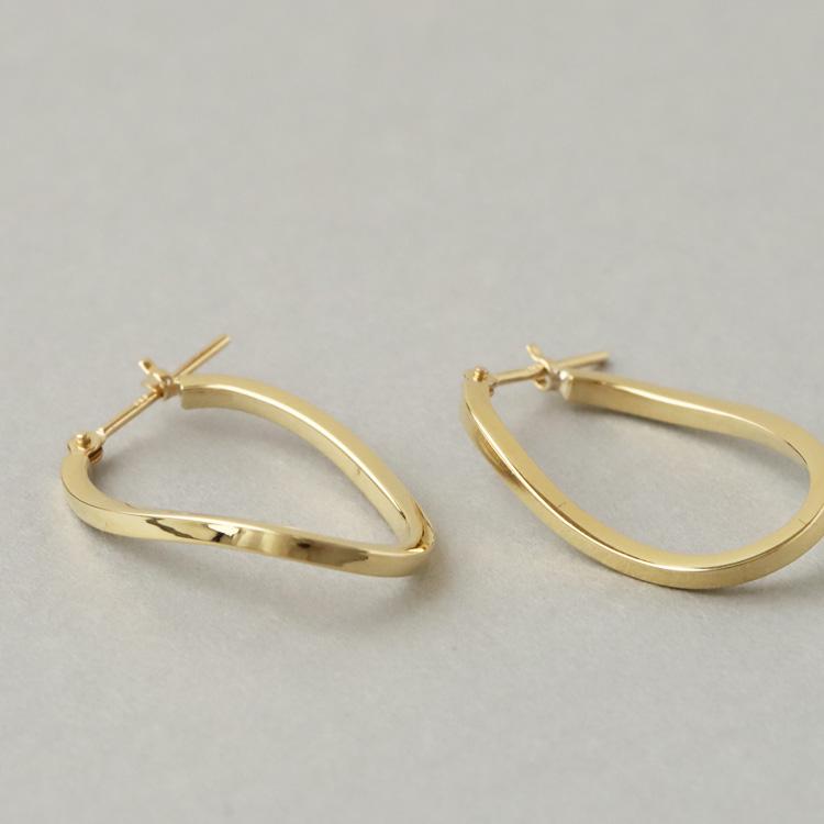 【土日限定2000円OFFクーポン有】 フープピアス 18k ピアス 18金 フープ k18 18金ピアス ウェーブひねり k18ピアス ピアス18金 プラチナ ピンクゴールド | DEVAS | 04