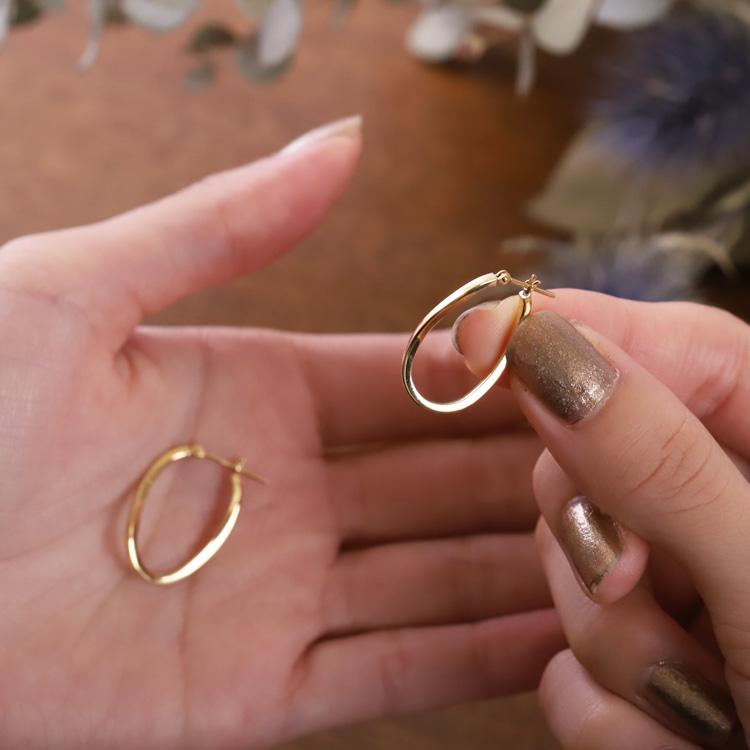 【土日限定2000円OFFクーポン有】 フープピアス 18k ピアス 18金 フープ k18 18金ピアス ウェーブひねり k18ピアス ピアス18金 プラチナ ピンクゴールド | DEVAS | 07