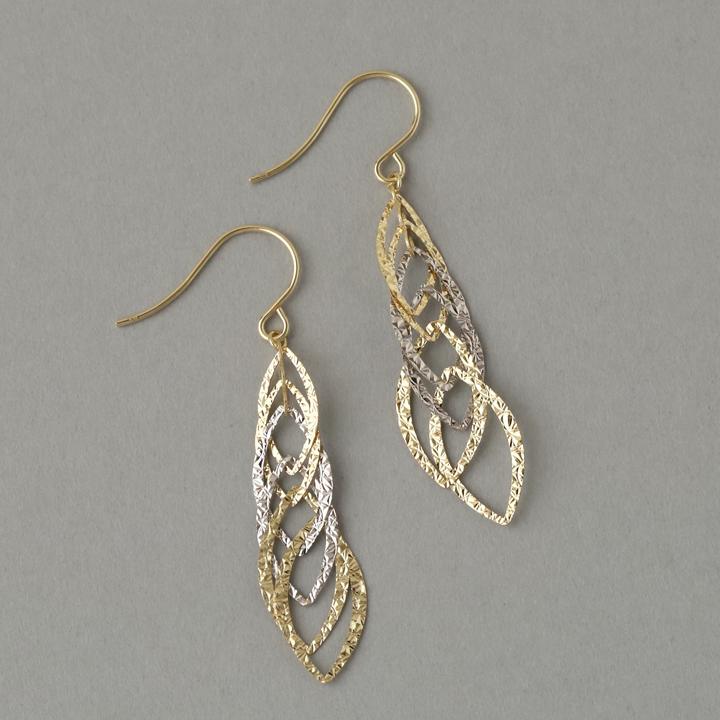 【土日限定2500円OFFクーポン有】  18金 ピアス WG k18 18金ピアス 18k フックピアス 揺れる コンビカラー k18ピアス レディース ピアス18金 両耳 | DEVAS | 01