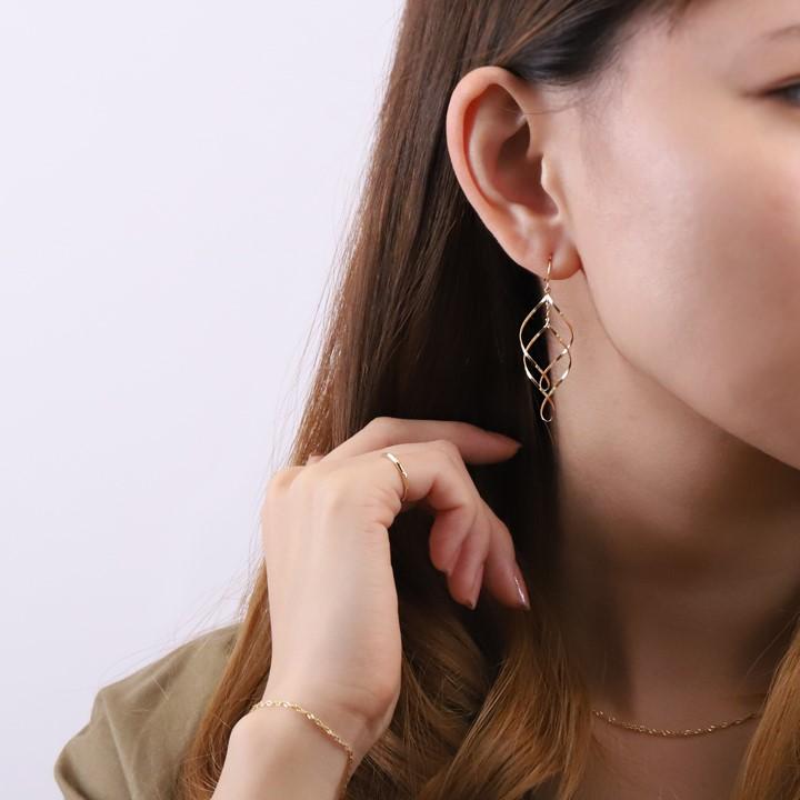 【土日限定3500円OFFクーポン有】 18金 ピアス k18 18金ピアス 18k フックピアス 揺れる フック リーフ k18ピアス ピアス18金 18kピアス 両耳 | DEVAS | 02