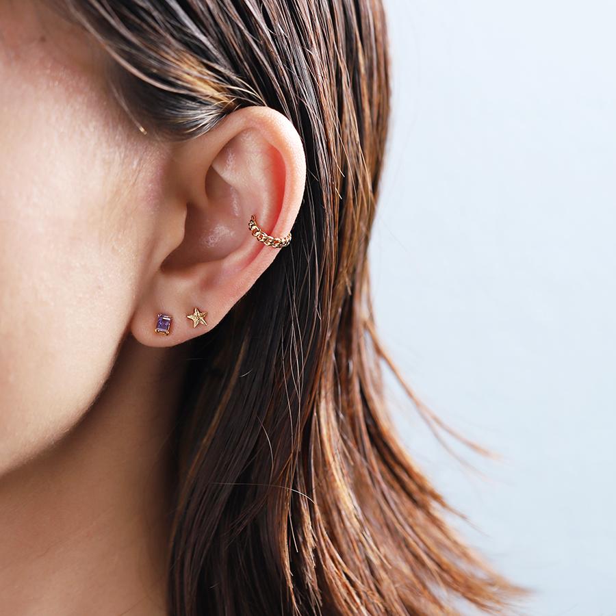 DEVAS 18金 ピアス k18 18金ピアス 18k タンザナイト スクエア