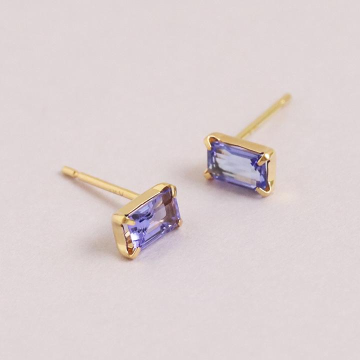 DEVAS 18金 ピアス k18 18金ピアス 18k タンザナイト スクエア
