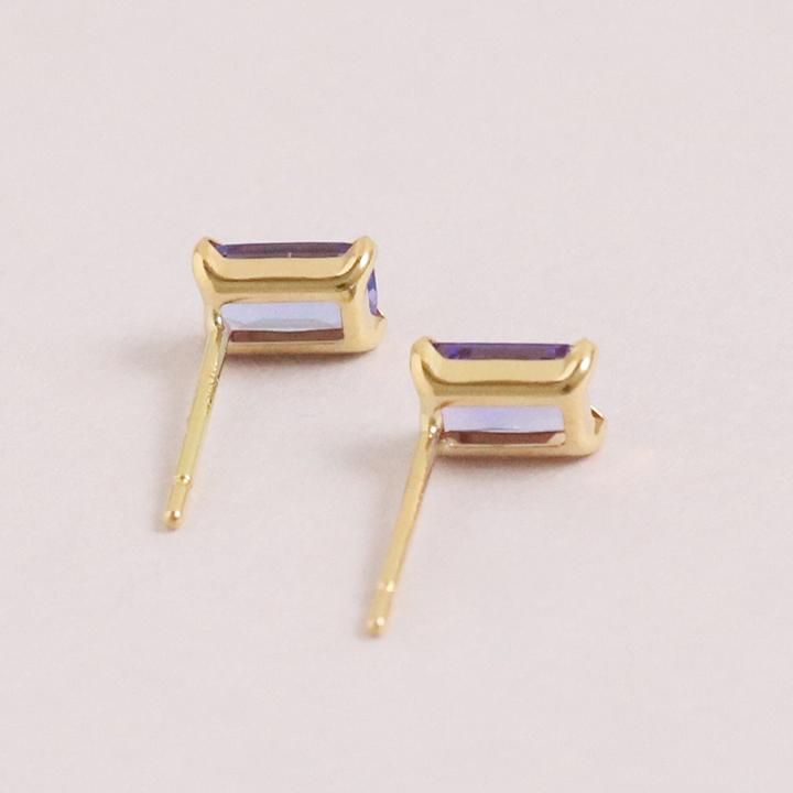 18金 ピアス k18 18金ピアス 18k タンザナイト スクエア 天然石 k18ピアス ピアス18金 18kピアス 小さめ つけっぱなし 両耳 | DEVAS | 03