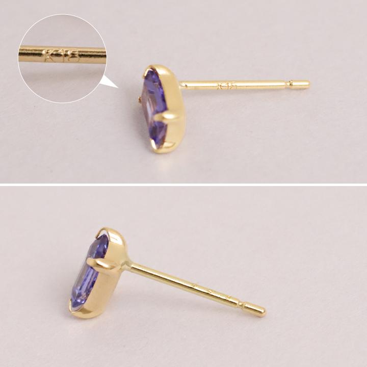 18金 ピアス k18 18金ピアス 18k タンザナイト スクエア 天然石 k18ピアス ピアス18金 18kピアス 小さめ つけっぱなし 両耳 | DEVAS | 05