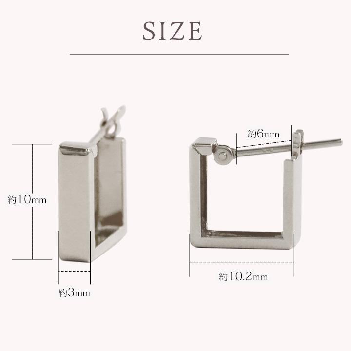 【土日限定1500円OFFクーポン有】 プラチナピアス ピアス プラチナ レディース スクエア フープ 四角 プラチナ900 ピアスプラチナ PT シンプル | DEVAS | 08