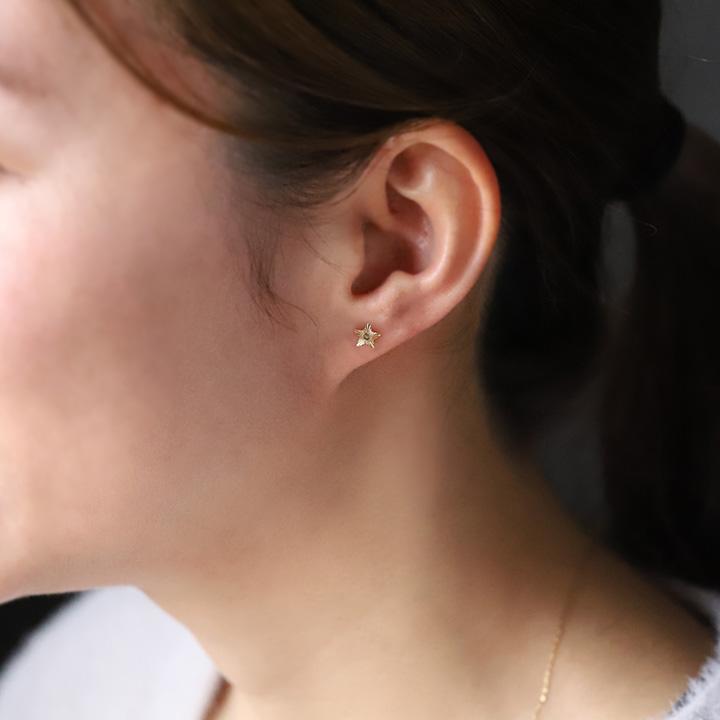 18金 ピアス k18 18金ピアス 18k 星 ハート ひし形 放射線模様  シンプル k18ピアス レディース ピアス18金 地金 | DEVAS | 03